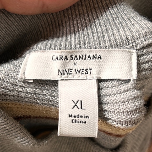 Cara Santana x Nine West ribbed grey tan brown striped sleeveless sweater xl - Picture 7 of 7